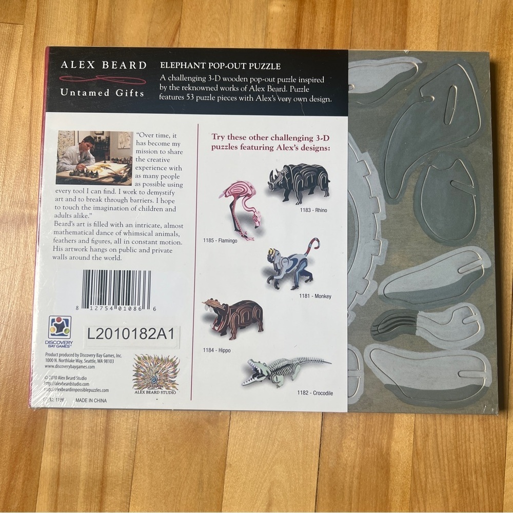 Alex Beard Wooden Pop-Out 46-piece 3D Puzzles Elephant and Rhino New - Picture 6 of 6